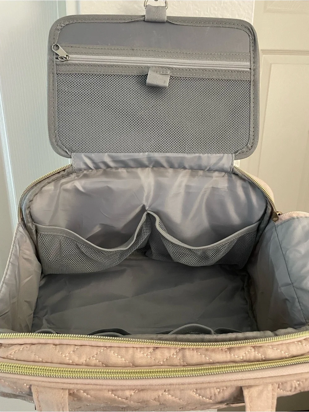 Quilted Mauve Travel Cosmetic Bag